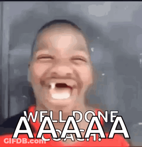 A Young Boy Is Making A Funny Face With The Words Well Done Coach Written On The Bottom GIF