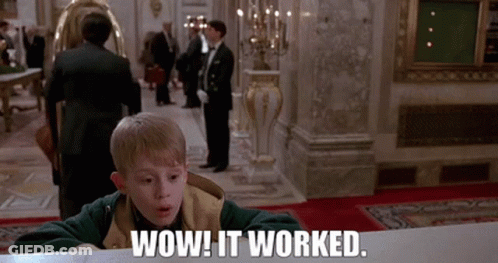 A Young Boy Is Sitting At A Counter In A Hotel Room And Says Wow It Worked . GIF