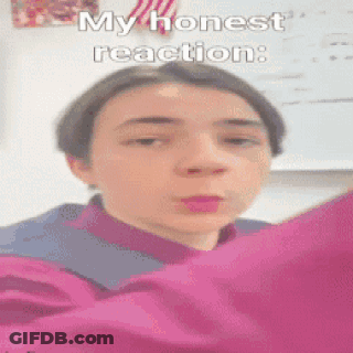 A Young Boy Is Wearing A Pink Shirt And Making A Funny Face With The Caption My Honest Reaction GIF