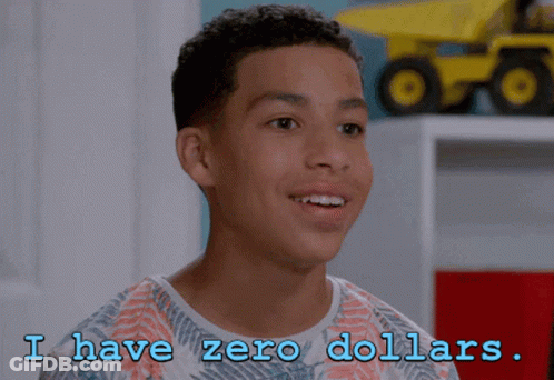 Boy Saying I Have Zero Dollars In Front Of Toy Truck GIF