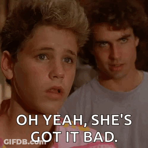 A Young Boy Says Oh Yeah She 'S Got It Bad In Front Of A Man . GIF