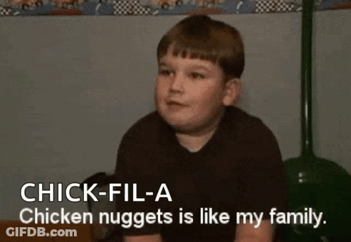 A Young Boy Says That Chicken Nuggets Is Like My Family GIF
