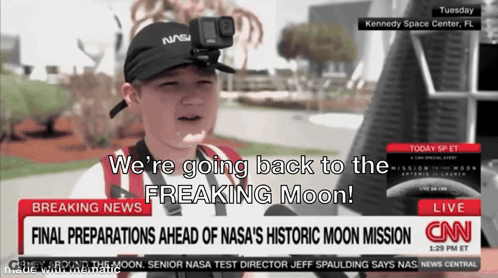 A Young Boy Wearing A Nasa Hat Is On Cnn GIF