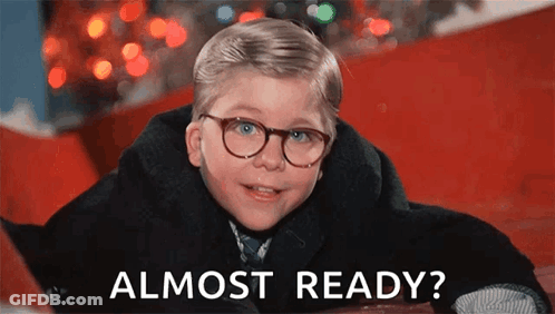 A Young Boy Wearing Glasses Is Laying Down With The Words " Almost Ready " Below Him GIF