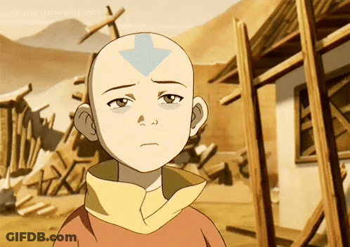 A Young Boy With A Blue Arrow On His Head Looks Sad GIF