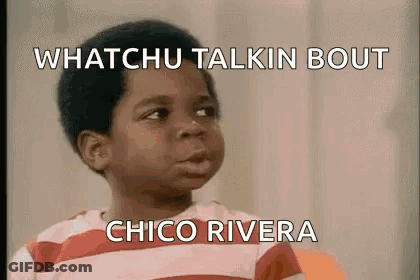 Boy In Striped Shirt Making Funny Face And Saying Whatchu Talkin Bout Chico Rivera GIF