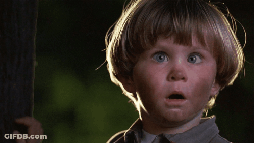 A Young Boy With A Surprised Look On His Face And The Word Yep Written Below Him GIF