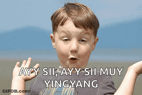 A Young Boy With A Surprised Look On His Face And The Words Ayy Sii Ayy Sii Muy Yingyang GIF