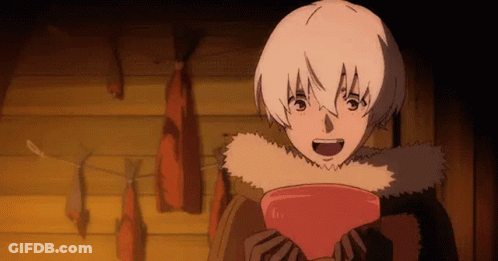 A Young Boy With White Hair Is Holding A Bowl Of Food In His Hands . GIF