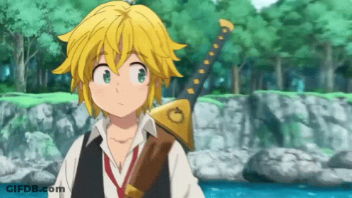 A Young Boy With Yellow Hair Is Holding A Sword In His Hand . GIF