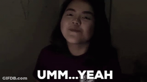 A Young Girl Is Making A Funny Face With Her Eyes Closed And Says Umm ... Yeah . GIF