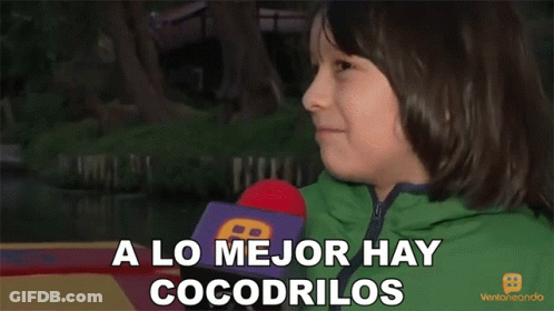 A Young Girl Says A Lo Mejor Hay Cocodrilos In Spanish GIF