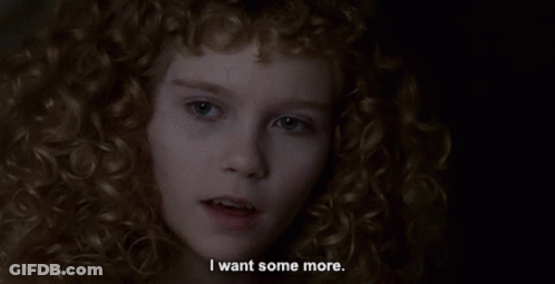 A Young Girl With Curly Hair Says I Want Some More GIF
