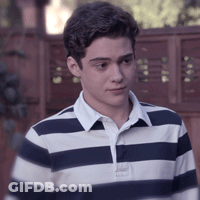 A Young Man In A Blue And White Striped Shirt GIF