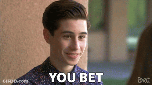 A Young Man In A Blue Shirt Says You Bet GIF