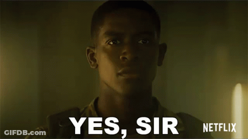 A Young Man In A Military Uniform Is Saying Yes , Sir Netflix . GIF