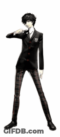 A Young Man In A Suit And Plaid Pants Is Standing On A White Background GIF