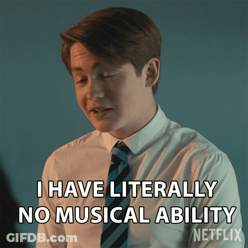 A Young Man In A White Shirt And Tie Says I Have Literally No Musical Ability GIF