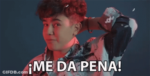 A Young Man Is Covering His Ear With His Hand And Says Me Da Pena ! GIF