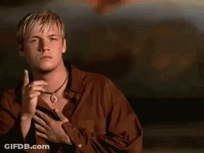 A Young Man Is Holding His Hand To His Chest And Making A Silence Sign . GIF