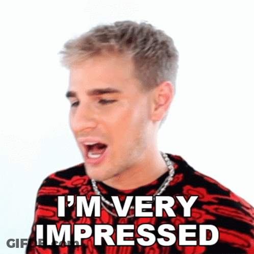 A Young Man Is Making A Funny Face And Saying I 'M Very Impressed . GIF