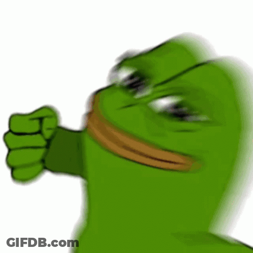 A Young Man Is Making A Funny Face With His Fist In The Air . GIF
