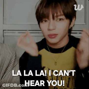 A Young Man Is Making A Heart Shape With His Hands And The Words La La La I Can 'T Hear You GIF