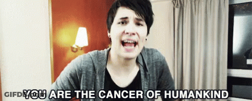 A Young Man Is Screaming And Saying " You Are The Cancer Of Humankind " GIF
