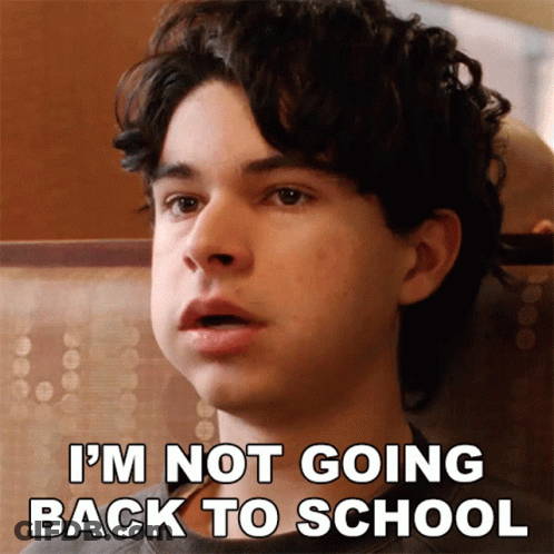 Young Man Sitting With I Not Going Back To School GIF