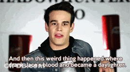 A Young Man Is Talking About A Weird Thing That Happened Where He Drank Jace 'S Blood GIF