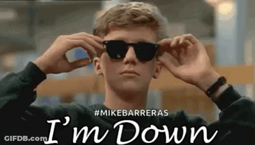 A Young Man Is Wearing Sunglasses And Says `` I 'M Down '' In The Background . GIF