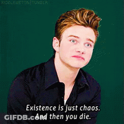 A Young Man Says Existence Is Just Chaos And Then You Die .. GIF