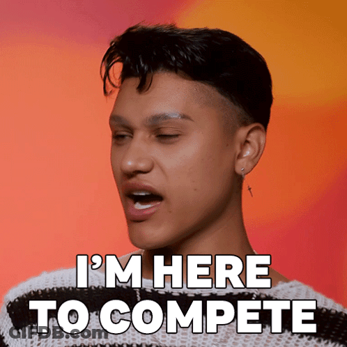 A Young Man Says " I 'M Here To Compete " With His Mouth Open GIF