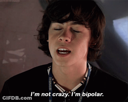 A Young Man Says I 'M Not Crazy I 'M Bipolar While Wearing A Degrassi Lanyard Around His Neck GIF
