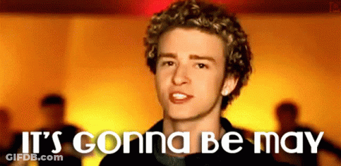 A Young Man Says It 'S Gonna Be May In Front Of A Yellow Background GIF