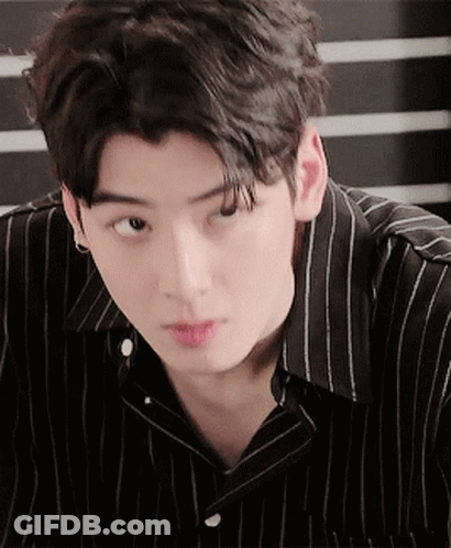 A Young Man Wearing A Black And White Striped Shirt GIF