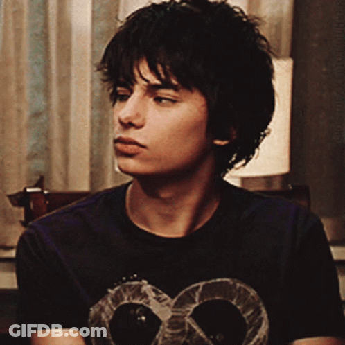 A Young Man Wearing A Black T-Shirt With A Skull On It GIF