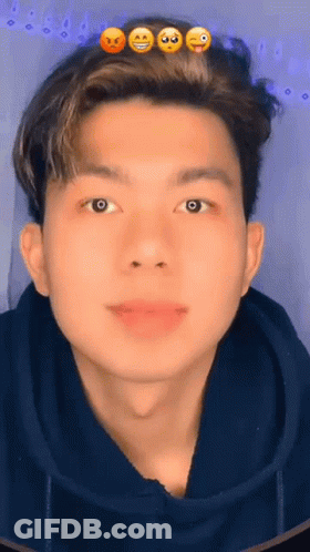 Young Man In Blue Hoodie With Emojis GIF