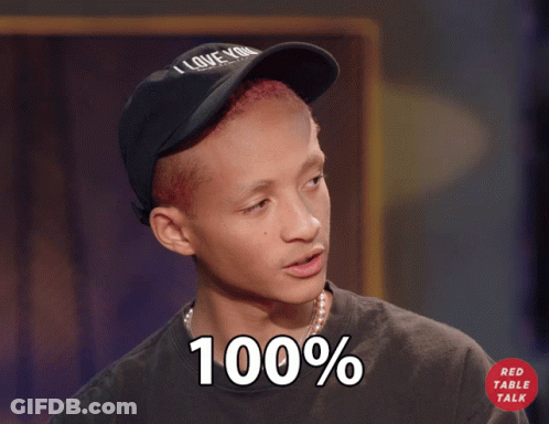 A Young Man Wearing A Hat And A Black Shirt Says 100 % GIF