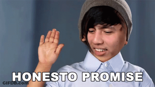 A Young Man Wearing A Hat And A Shirt With The Words Honesto Promise Below Him GIF