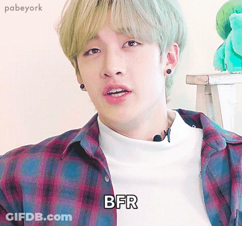Young Man In Plaid Shirt With BFR Text GIF