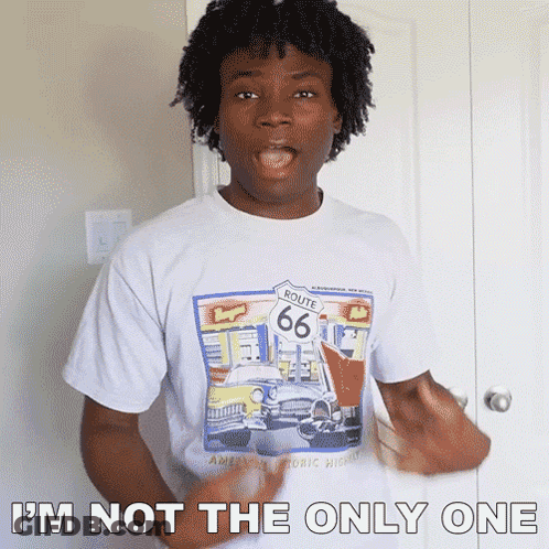 A Young Man Wearing A Route 66 T-Shirt Says " I 'M Not The Only One " GIF