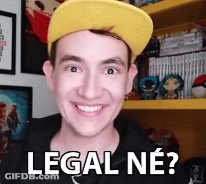A Young Man Wearing A Yellow Hat Is Smiling And Asking " Legal Ne " GIF