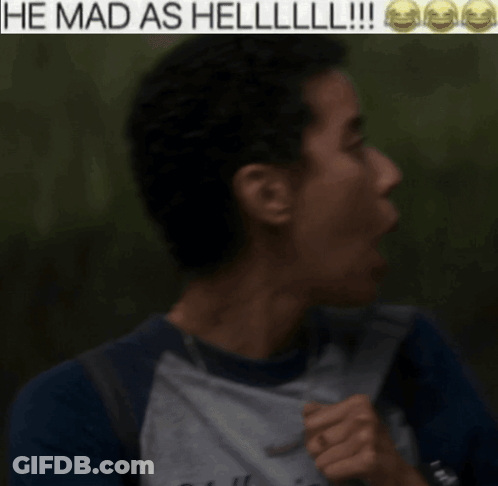 A Young Man Wearing A Yellowjack Shirt Looks Mad GIF