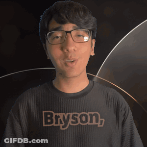 A Young Man Wearing Glasses And A Shirt That Says Bryson On It GIF