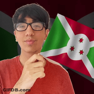A Young Man Wearing Glasses Holds A Flag In Front Of Him GIF