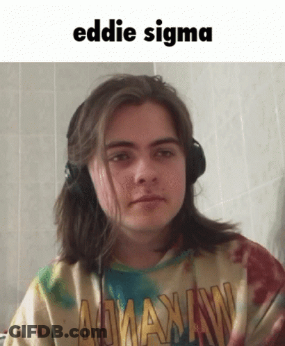 A Young Man Wearing Headphones And A Tie Dye Shirt With The Name Eddie Sigma GIF