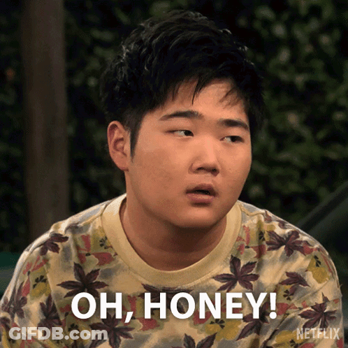 A Young Man With A Floral Shirt Says Oh Honey GIF