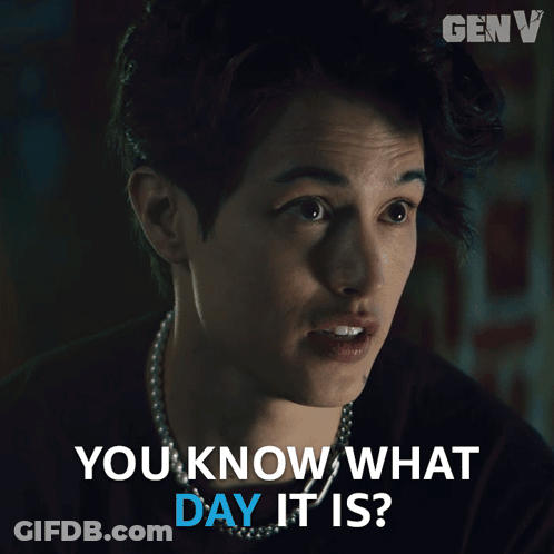 A Young Man With A Pearl Necklace Is Asking You Know What Day It Is GIF