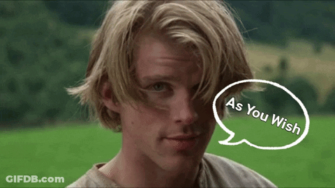 A Young Man With A Speech Bubble Saying As You Wish GIF